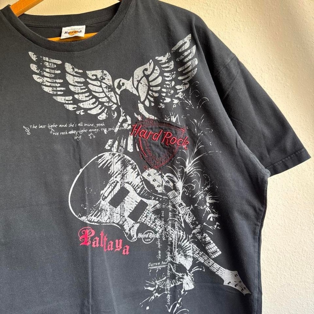 Hard Rock Cafe Pattaya Vintage Eagle Guitar Graphic Tee Oversized Sz XXL
